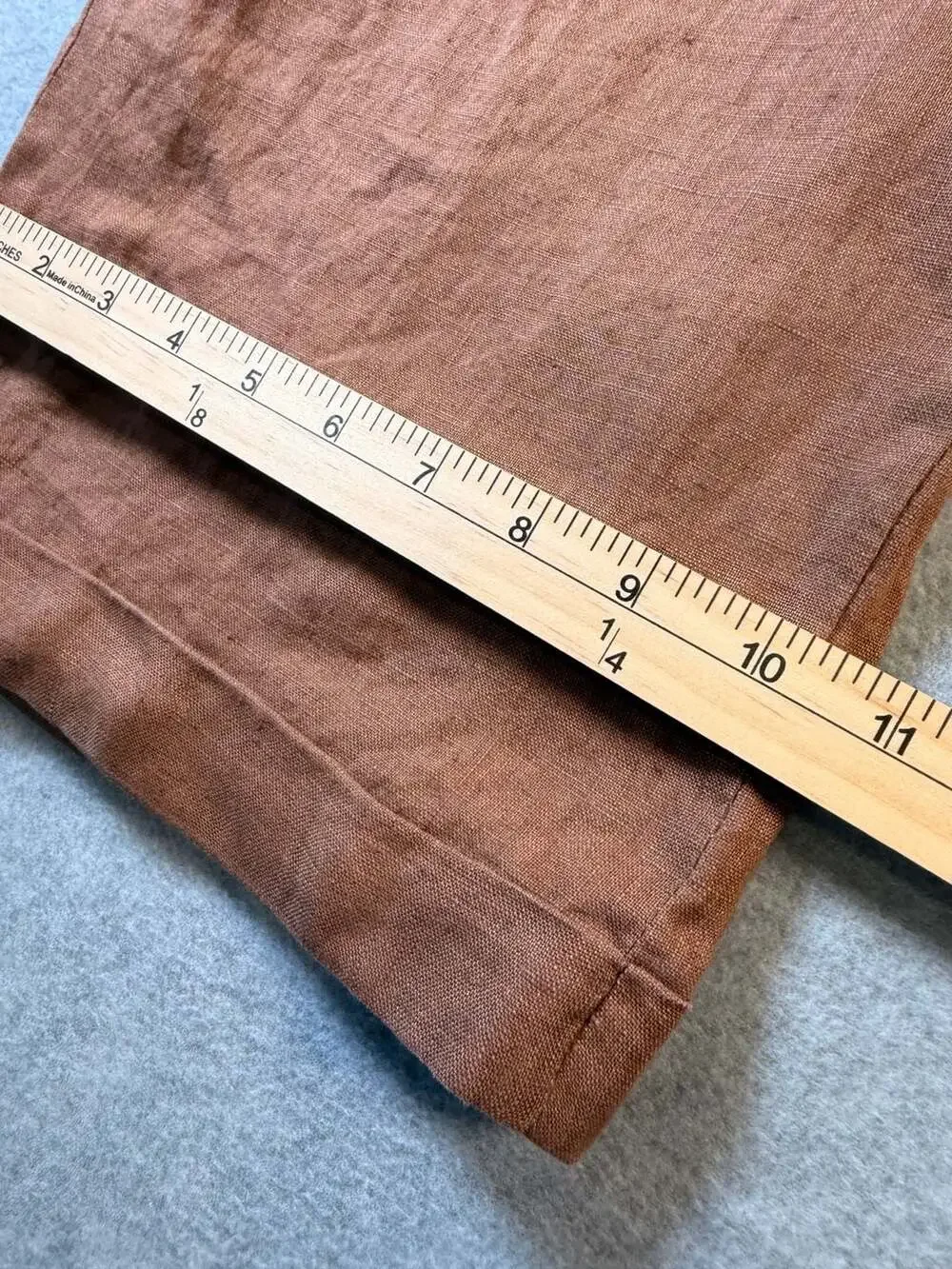 Syllables 100% Linen Brown Pleated Trousers Pants Size 34